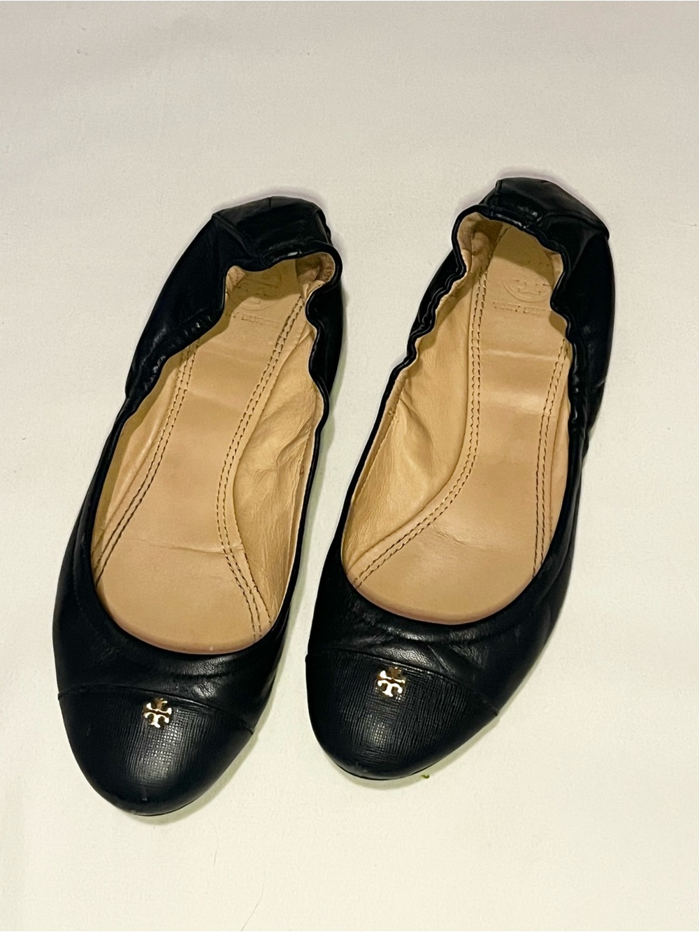 Tory Burch Black Leather Ballet Flats
